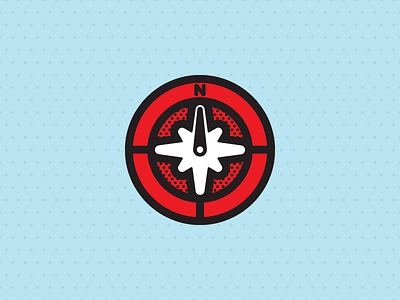 Compass blue compass icon north red star