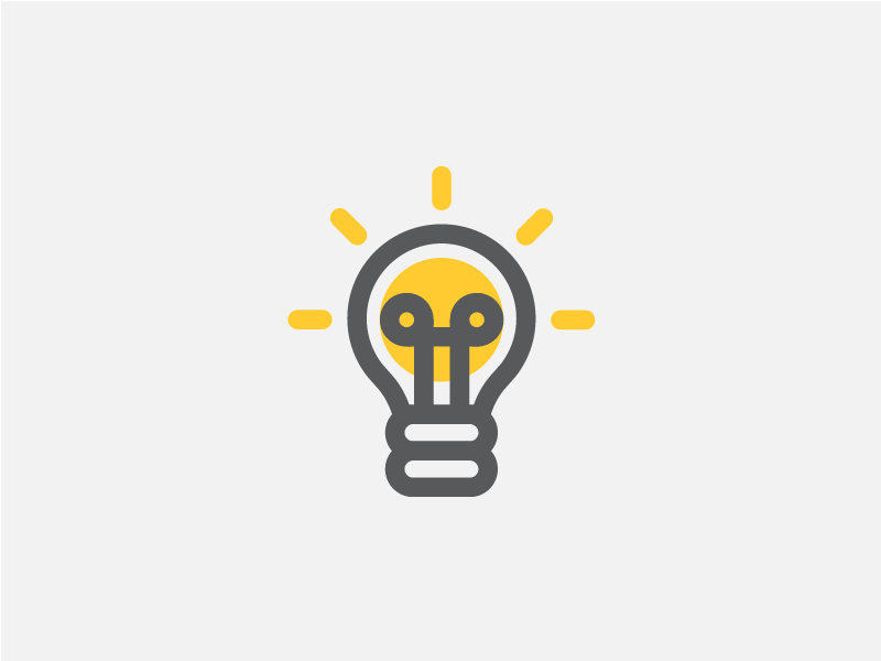 Idea! genius idea lightbulb off on yellow