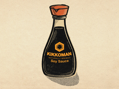 Kikkoman Soy Sauce brush pen food illustration halftone illustration kikkoman line art lowbrow retro soy sauce vintage