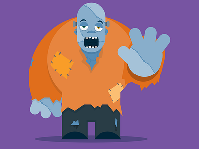 "Cute" Frankenstein 2d flat illustration monster vector