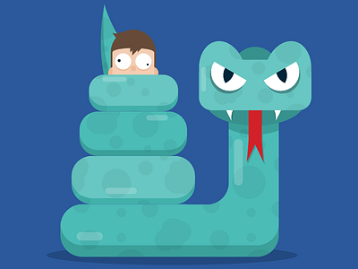 Giant Snake Wrestling? 2d flat illustration snake vector