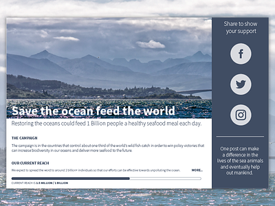 Daily UI challenge #010 Social Share campaign dailyui donate ocean save share socialshare