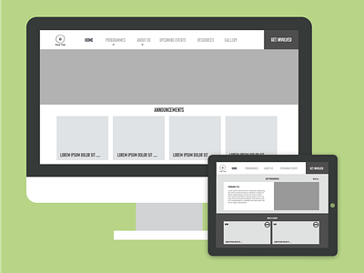 Home Page Wireframes