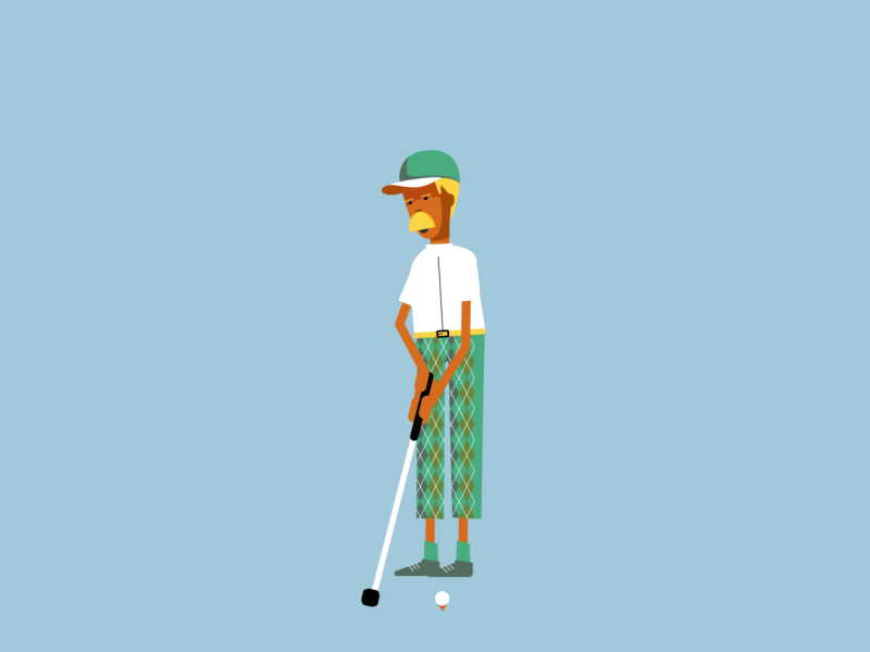 Golfer 2d flat gif golf loop motion shape sport