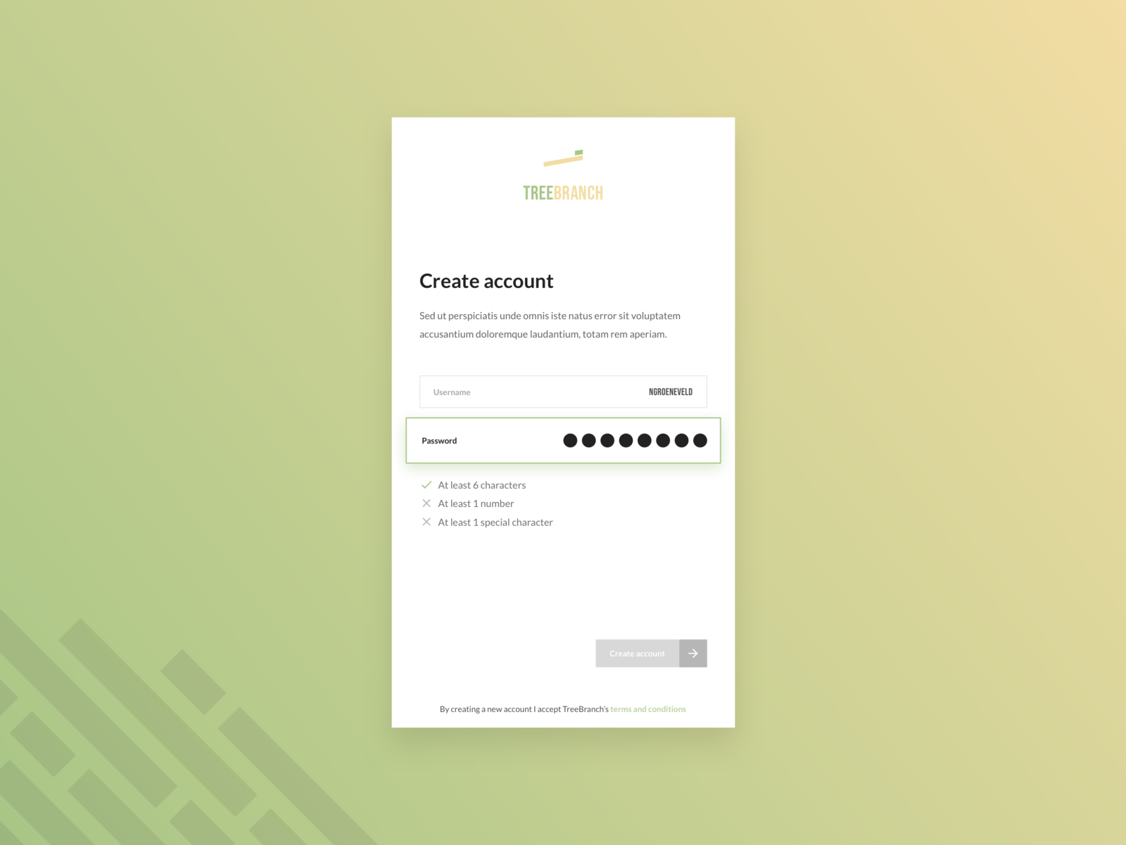 Mobile Create Account UI by Nick Groeneveld on Dribbble