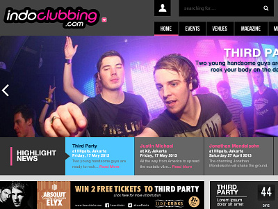 Indoclubbing website ui webdesign