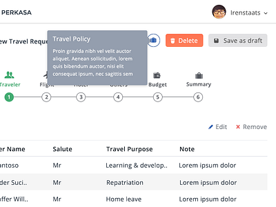 Travel Policy ui