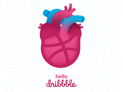 Dribble Debute debute first shot grain heart hello illustration invite love