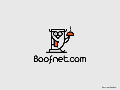 boof net logo design animal animals branding creative design fastfood food icon logo logo design logos mark online online food owl illustration owl logo sign