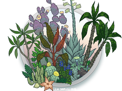 2019 Website Logo botanical illustration botany cactus digital painting plantlife succulents trees tropical