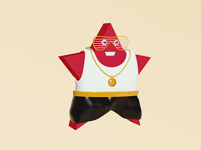 Rapstar 3d blender blender3d creative emoji hihop logo model portfolio rapper red star