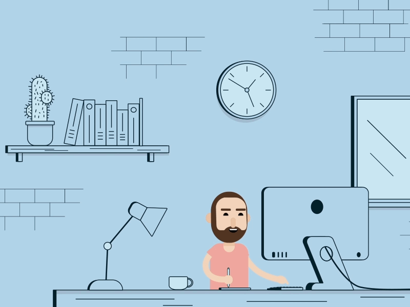 Workaholic after animation design dribbble effects flat gif illustrator