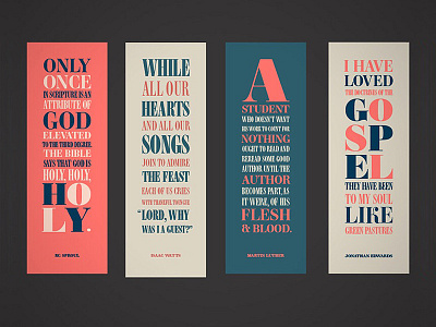 Series of Bookmark Designs for RBC bookmarks print typography