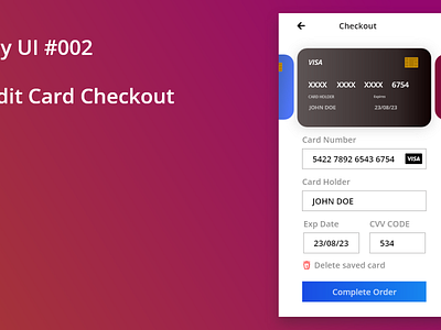 Daily UI 002 - Credit Card Checkout adobe xd app da dailyui design mobile ui ux