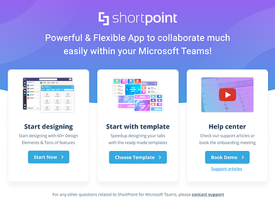 ShortPoint for Teams Welcome screen microsoft teams shortpoint tutorial welcome screen