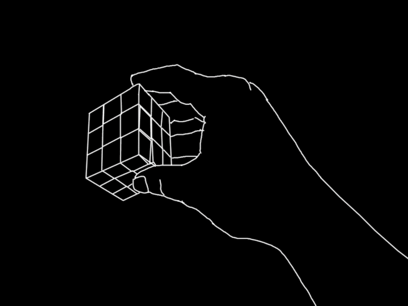 Procrastination 1 black and white gif hand draw loop procrastination rubics cube