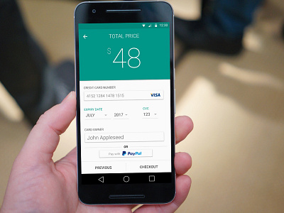 Credit Card Checkout UI android dailyui design flat graphic design material material design mobile mockups ui user interface ux