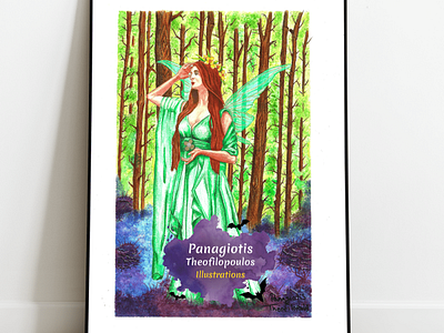 Forest Green Fairy: Original A4 Artwork color pencils fairy fairy art fantasy art handmade illustration
