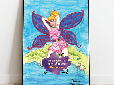 ButterFairy: Original A4 size Artwork fairy fantasy art illustration