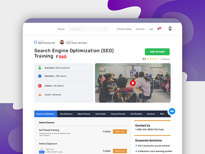 Online Course Details Page ui ux