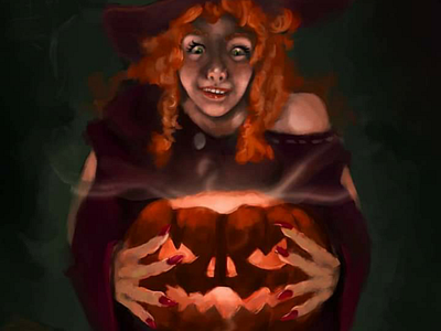 Ginger Lara witch design digital art digital design digital painting halloween illustration punpkin witch witchcraft