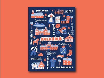Dalarna city poster design illustration lettering poster design vector illustration