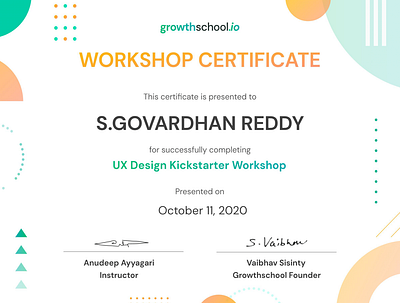 S GOVARDHAN REDDY certificate uxui workshop