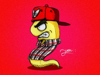 Gusano angry color handmade illustration maggot red sketch yellow