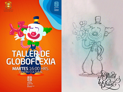 Taller de globoflexia balloon clown color dog handmade illustration sketch vector workshop