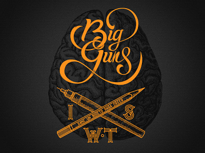 Big Guns 800x600 brain engraving handmade illustration lettering pen pencil vector