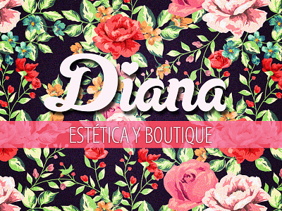 Diana Final boutique color flowers handmade lettering logo roses sketch victorian