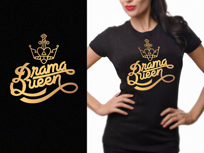 Drama Queen Tee black crown drama gold handmade illustration lettering letters queen tee vector