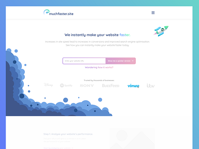 Much Faster: UI Design application blue brand branding design fast faster gradient green pink rocket ui ui ux ui design uidesign ux web webdesign website websites