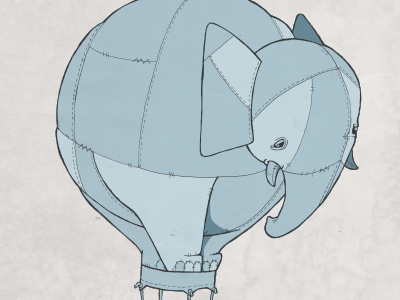 Elephant Air Balloon elephant hot air balloon illustration screen print silkscreen