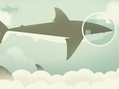 All Sharks Go to Heaven clouds illustration screenprint sharks silksreen