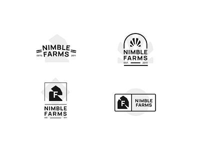 Nimble Farms Logo Set black and white branding concept design farm farm logo icon logo logo design minimalistic modern monochrome nimble simple simple logo typography