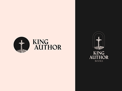 King Author Books Logo Proposal author black book branding king arthur logo logo design proposed logo publishing serif sword