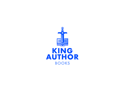 King Author Books Logo Proposal #2 blue book branding design gradient icon illustration king arthur logo minimalistic modern modern logo publishing simple sword