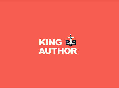 King Author Logo Proposal No. 3 book branding design icon logo modern publishing pun red simple vector