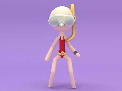 Stickman Swimsuit girl 3d 3d art cinema 4d game design new 3d illustration