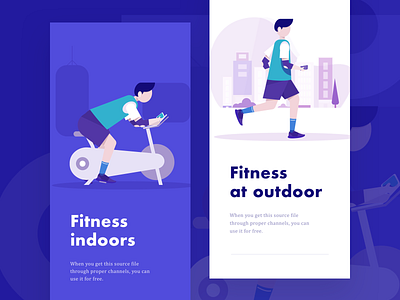 Fitness Indoors Fitness At Outdoor branding color design fitness flat illustration indoors male ui vector