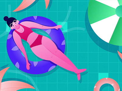 Woman swimming in summer pool branding design flat illustration summer pool swimming vector woman