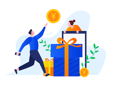 Invite a friend to get a gift red envelope bitcoin branding data analysis design financial flat illustration ui vector