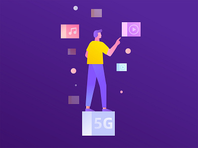 5G sci-fi future app branding color design flat illustration mobile ui vector web