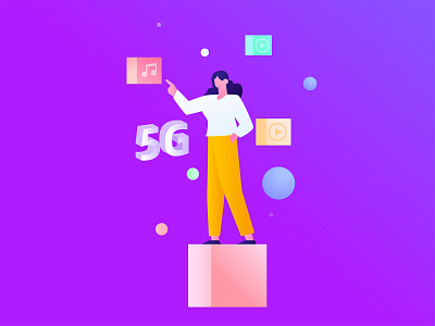5G sci-fi future app branding color design flat illustration mobile vector web