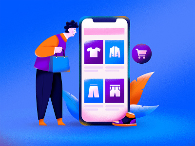 shopping app branding color design flat illustration mobile ui vector web