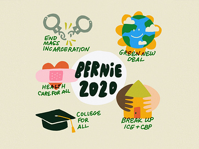 Vote for the Future art bernie bernie2020 berniesanders college color drawing earth election green new deal health care for all healthcare icons illustration leah schmidt leahschm leahschmidt medicare president sustainability