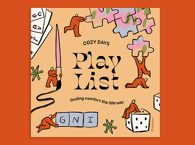 Leah Schmidt for Girls' Night In: Cozy Days 2020 christmas color cozy craft dice drawing fun games girlsnightin gni holiday home illustration leah schmidt leahschm night in paint puzzle