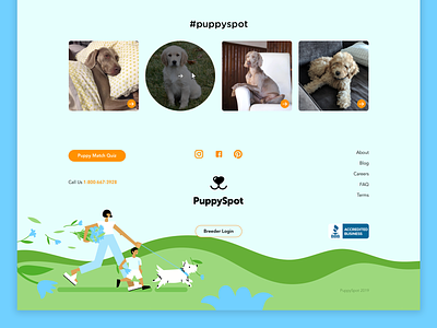Puppyspot website design + illustration - Footer branding design dog footer illustration leah schmidt leahschm product puppy spot illustration vector web website website design