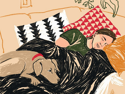 6am Sis apartment brush couch dog girl home ikea illustration patterns portrait puppy sketch sketchy sleep texture weimaraner